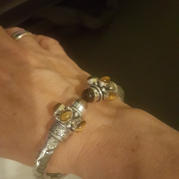 Tigers eye Sterling cuff bracelet. Turkish import - Picture 3 of 4